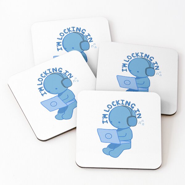 Item preview, Dark Blue Monochrome "I'm Locking In" Smiski with Headphones Sticker Sticker designed and sold by caikiru.
