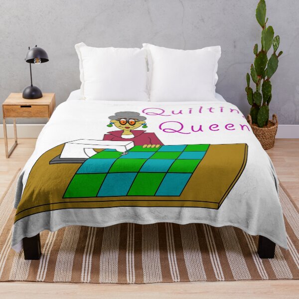 Item preview, Quilting Queen with blue green quilt designed and sold by 0bsidian0rder.