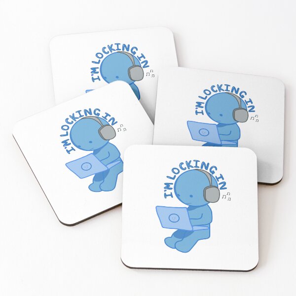 Item preview, Dark Blue "I'm Locking In" Smiski with Headphones Sticker Sticker designed and sold by caikiru.