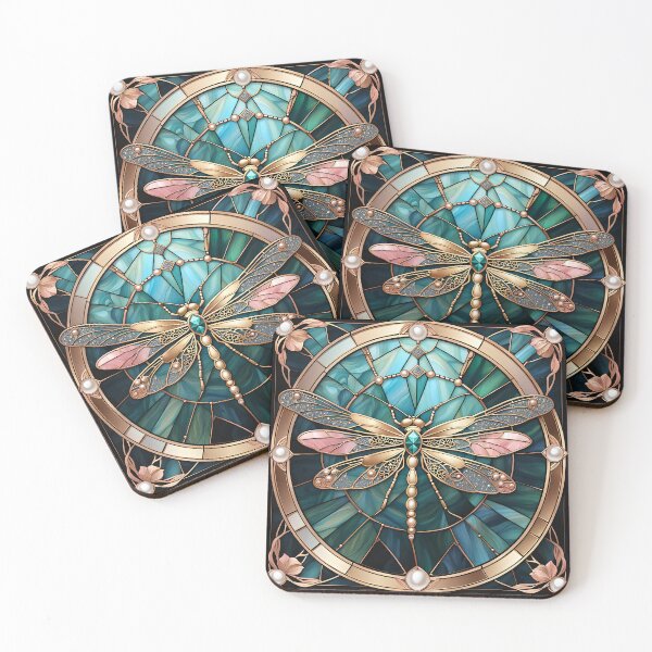 Item preview, Dreamy Art Nouveau Stained Glass Dragonfly designed and sold by Glimmersmith.