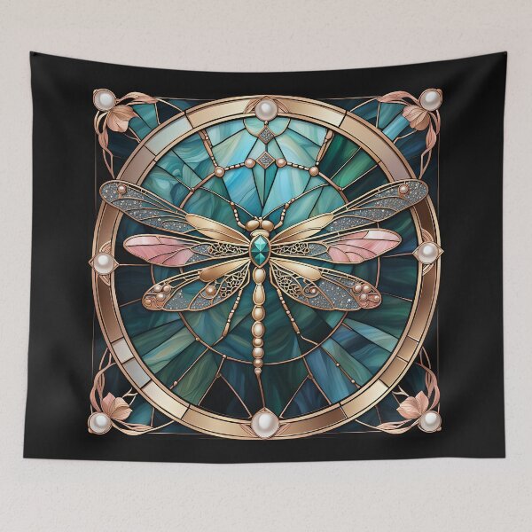 Item preview, Dreamy Art Nouveau Stained Glass Dragonfly designed and sold by Glimmersmith.