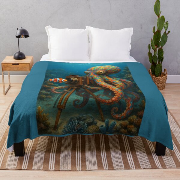 Item preview, Octopus Taking Photo of a Clownfish designed and sold by Tridentulus.