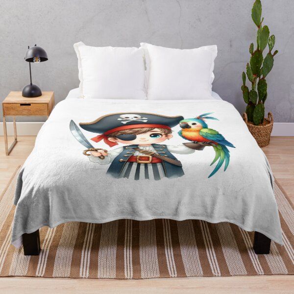 Item preview, Cute Pirate Boy With Colorful Parrot – Kawaii Pirate Character Illustration designed and sold by LunaPixelStudio.