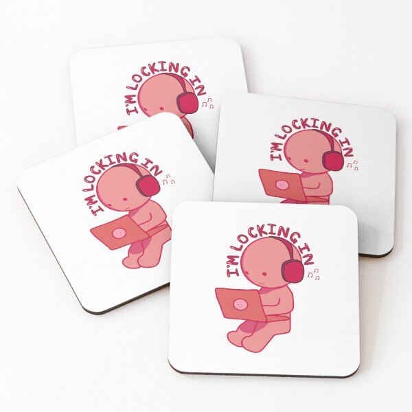 Item preview, Red Monochrome "I'm Locking In" Smiski with Headphones Sticker Sticker designed and sold by caikiru.