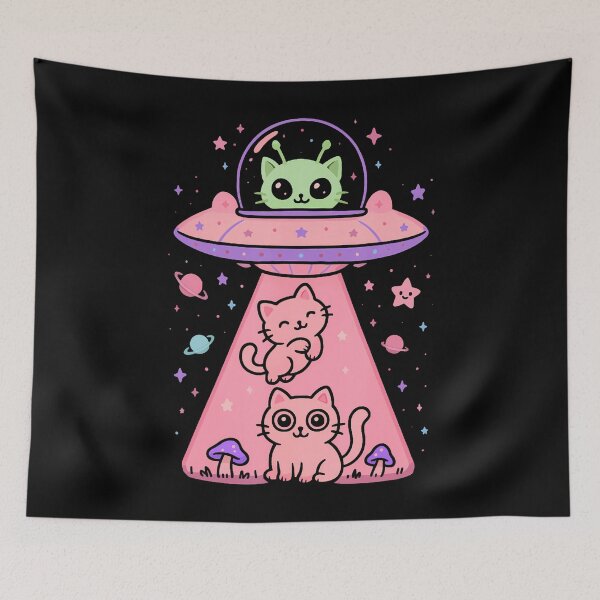 Item preview, Cat Ufo Cute Funny Kitty Kawaii Space Pink Spaceship Alien designed and sold by CeliaApril.