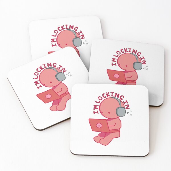 Item preview, Red "I'm Locking In" Smiski with Headphones Sticker Sticker designed and sold by caikiru.