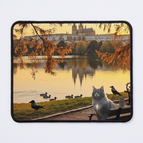Item preview, A Sanctuary Cat Watches Autumn Sunset designed and sold by Auroracat2025.