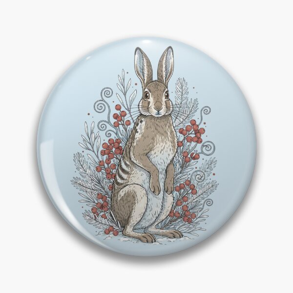 Item preview, Snowshoe Hare With Winter Berries Vintage Illustration designed and sold by BirdsnStuff.