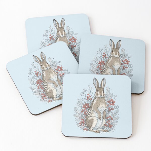 Item preview, Snowshoe Hare With Winter Berries Vintage Illustration designed and sold by BirdsnStuff.