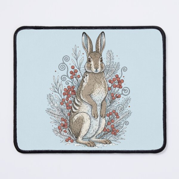 Item preview, Snowshoe Hare With Winter Berries Vintage Illustration designed and sold by BirdsnStuff.