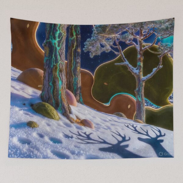 Item preview, Magical Winter Pines Under Aurora Lights designed and sold by ChinzorigBAY.