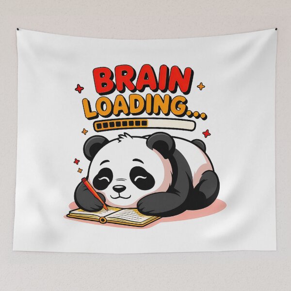 Item preview, Brain Loading Sleepy Lazy Panda – Cute Study Motivation Design designed and sold by Parallel Fold.
