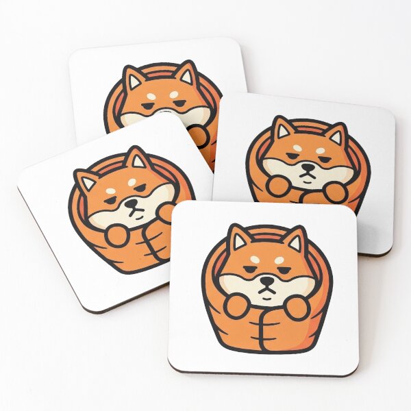 Item preview, Grumpy Shiba Inu in orange sleeping bag designed and sold by Cute-Ur-Day.
