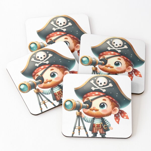 Item preview, Cute Pirate Boy with Telescope – Kawaii Pirate Explorer Clipart designed and sold by LunaPixelStudio.