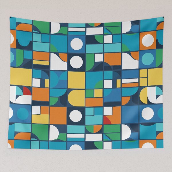Item preview, Flat Geometric Pattern with Simple Solid-Color Shapes designed and sold by GriferrStore.