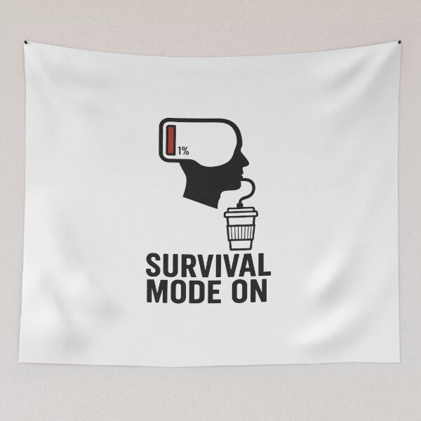 Item preview, Funny Low Battery Coffee Design – Survival Mode On designed and sold by MadeInNapTime.