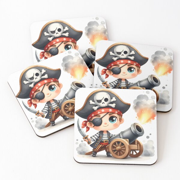 Item preview, Cute Pirate Boy with Cannon – Kawaii Pirate Art for Kids designed and sold by LunaPixelStudio.