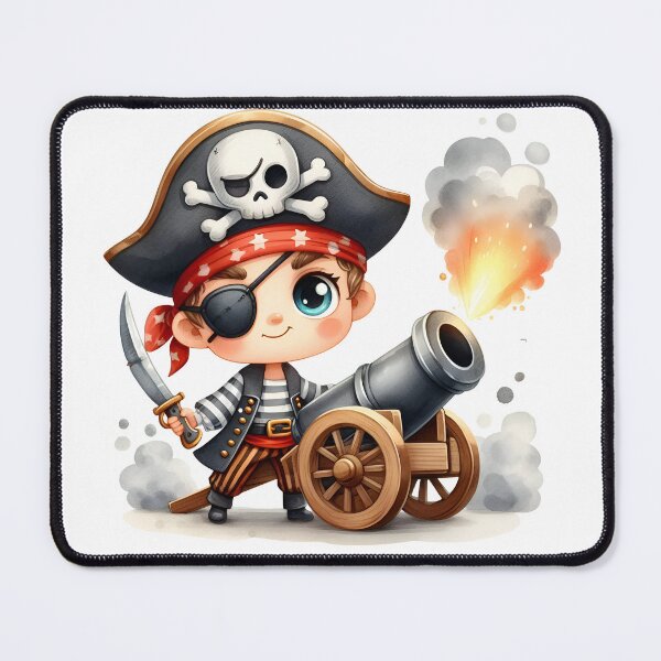 Item preview, Cute Pirate Boy with Cannon – Kawaii Pirate Art for Kids designed and sold by LunaPixelStudio.