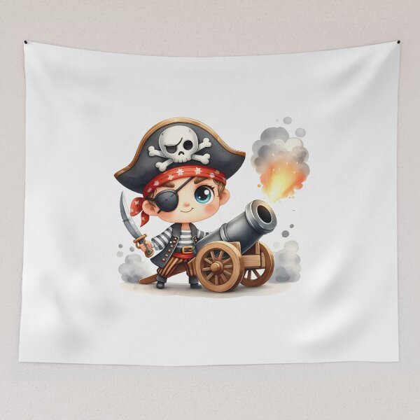 Item preview, Cute Pirate Boy with Cannon – Kawaii Pirate Art for Kids designed and sold by LunaPixelStudio.