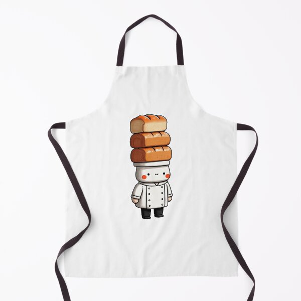 Item preview, Cute Baker Mascot Character Chef Uniform Stacked Loaves Bread Cartoon Illustration Kitchen Food Service Bakery Design designed and sold by Mimoshi ⭐⭐⭐⭐⭐.