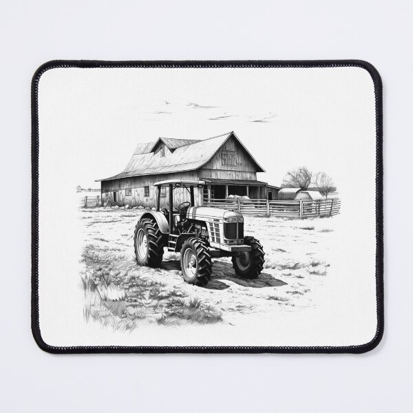 Item preview, Modern Tractor and Barn – Black and White Farm Life Art designed and sold by inkoutninja.