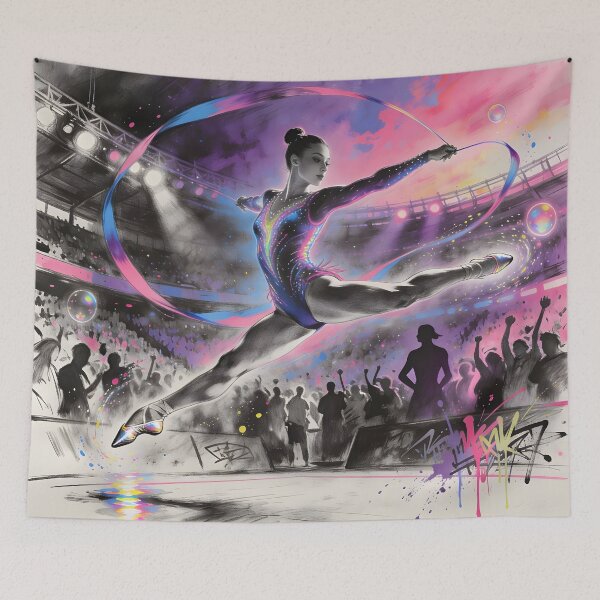 Item preview, Pastel Rhythmic Gymnast Performance HD Wallpaper designed and sold by DreamyWallVibes.