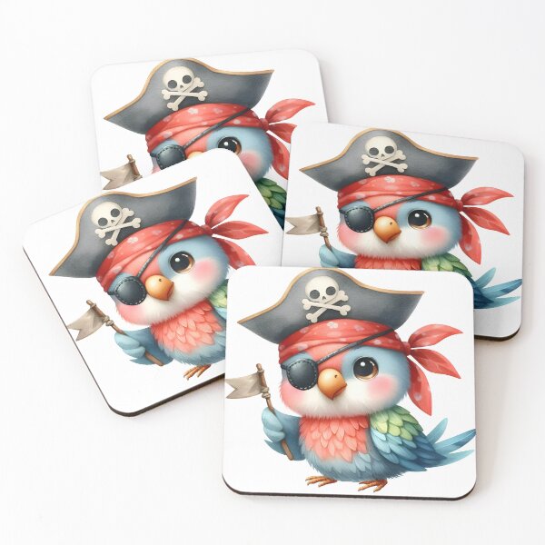 Item preview, Cute Pirate Parrot Clipart – Kawaii Pirate Bird Illustration for Kids & Crafts designed and sold by LunaPixelStudio.