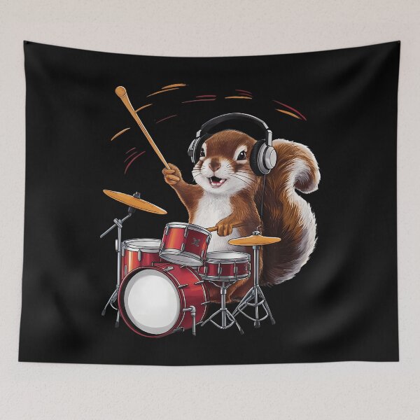 Item preview, Funny Squirrel Playing Drums designed and sold by huftyfnruppe.
