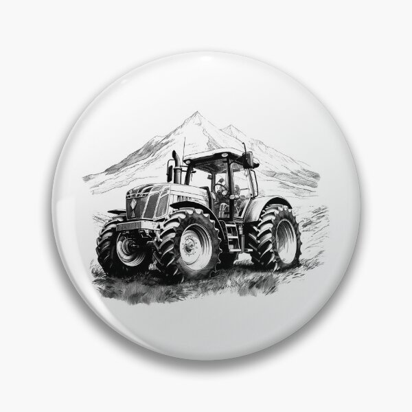 Item preview, Mountain Tractor – Black and White Modern Farm Machinery Art designed and sold by inkoutninja.