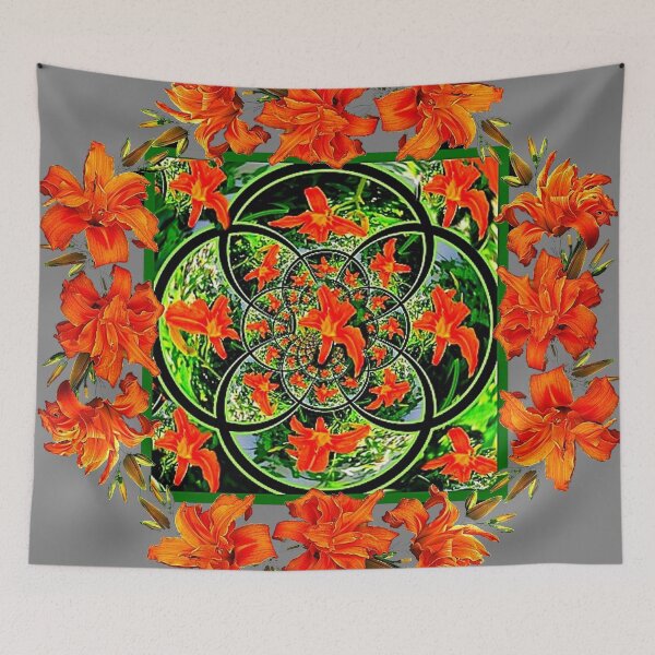Item preview, ORANGE DAYLILIES GARDEN GEOMETRIC designed and sold by sharlesart.