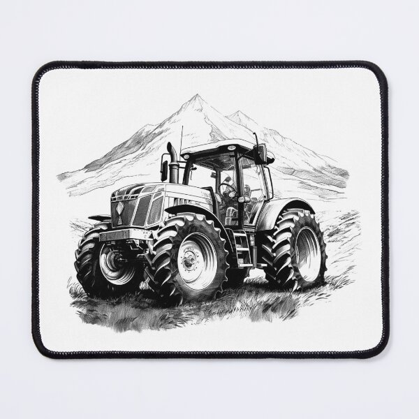 Item preview, Mountain Tractor – Black and White Modern Farm Machinery Art designed and sold by inkoutninja.