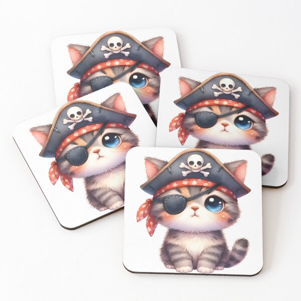 Item preview, Cute Pirate Kitten Clipart – Kawaii Pirate Cat Illustration for Kids & Crafts designed and sold by LunaPixelStudio.