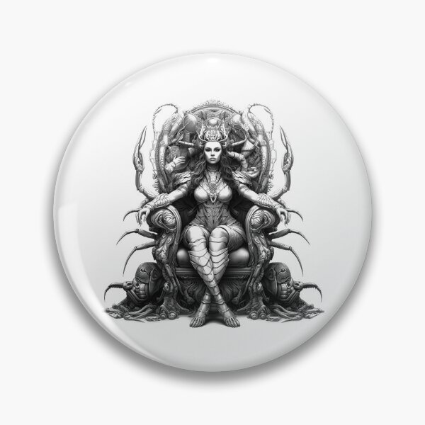 Item preview, Queen of the Void – Black and White Dark Fantasy Throne Art designed and sold by inkoutninja.