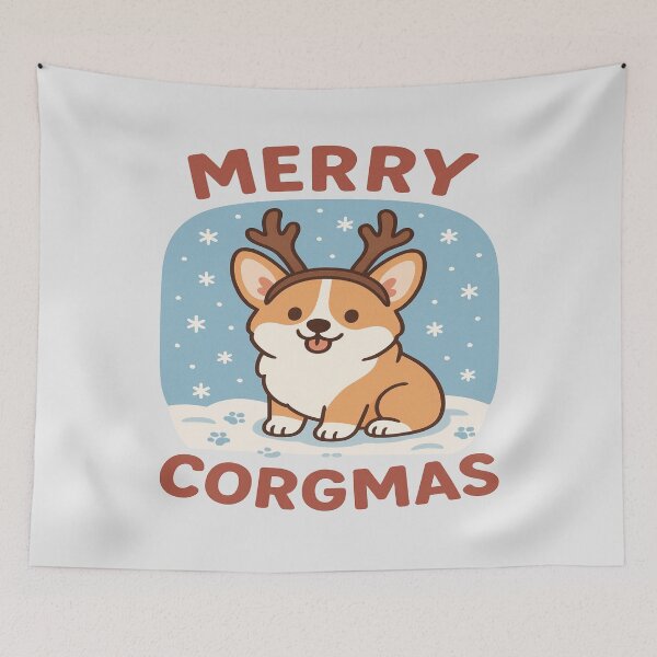 Item preview, Merry Corgmas – Cute Corgi Puppy Christmas Reindeer Hat Winter Design designed and sold by Globalcitytees.