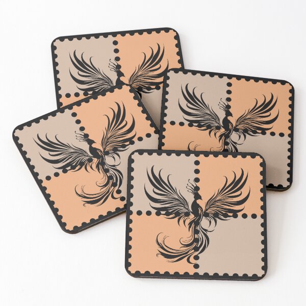 Item preview, A Beautiful Phoenix Rising from Four Stamp Squares - Elegant Black Silhouette Art designed and sold by AddyTae.