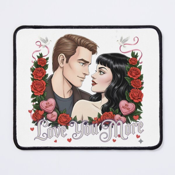 Item preview, Love You More Romantic Valentine Couple Illustration designed and sold by SoulenCify.