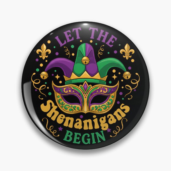 Item preview, Shenanigans Begin Graphic Mardi Gras Mask & Jester Festival designed and sold by BernoNickel.