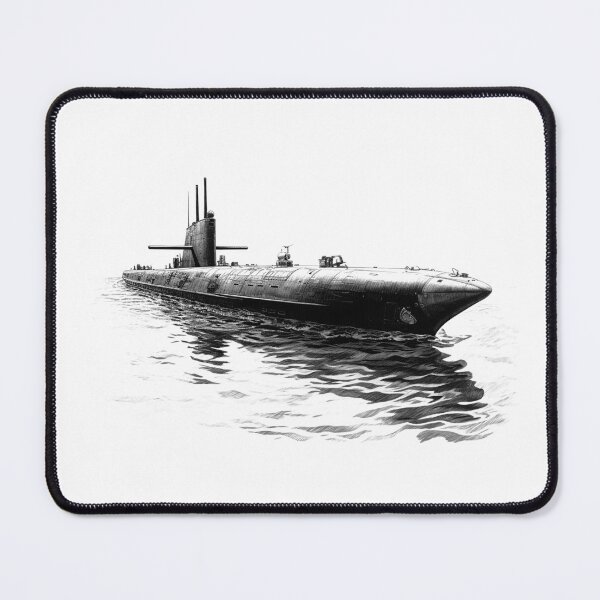 Item preview, Stealth Submarine – Black and White Naval Military Art designed and sold by inkoutninja.