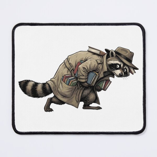 Item preview, Funny Raccoon Book Lover Sneaking Books Trenchcoat - Cute Bibliophile Gift Graphic Tee designed and sold by bendypraetor0f.