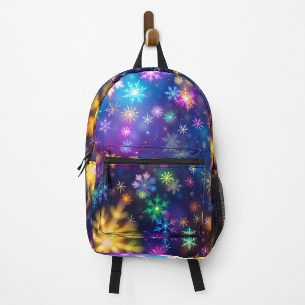 Item preview, Vibrant Multicolored Snowflakes on a Glowing Festive Winter Background designed and sold by PixelVibe782.