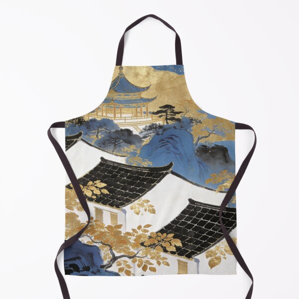 Item preview, Majestic Blue Pagoda and Golden Village Landscape designed and sold by zzz888.
