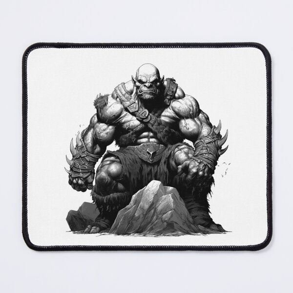 Item preview, Orc Chieftain – Black and White Fantasy Monster Art designed and sold by inkoutninja.