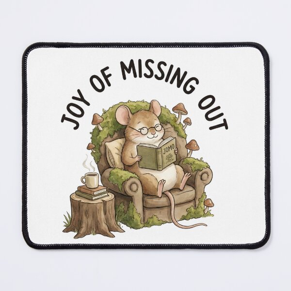Item preview, Joy of Missing Out Funny Cottagecore Mouse Reading Book - JOMO Introvert Gift Tee designed and sold by bendypraetor0f.