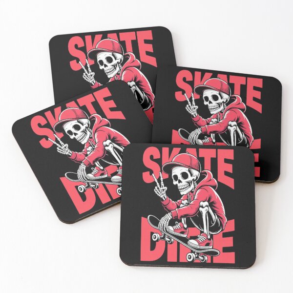 Item preview, Skate or die skating skeleton skull halloween skateboard designed and sold by SignaturalGen.