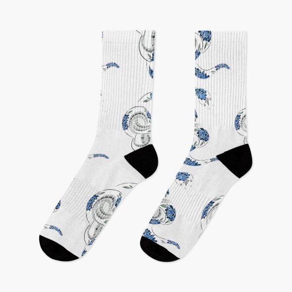 Item preview, Blue and white flower snake designed and sold by Ink-Art-Co.