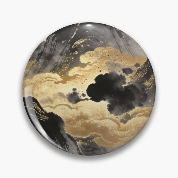 Item preview, Majestic Ink Mountains with Flowing Golden Clouds designed and sold by zzz888.