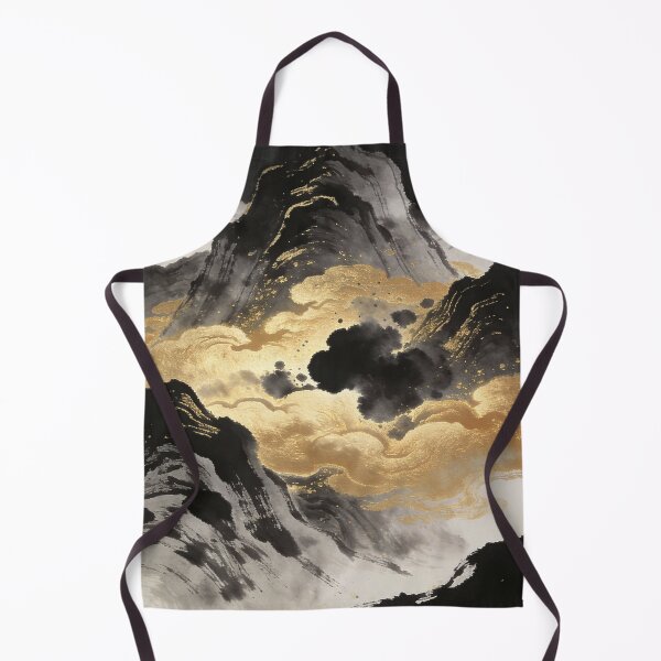 Item preview, Majestic Ink Mountains with Flowing Golden Clouds designed and sold by zzz888.