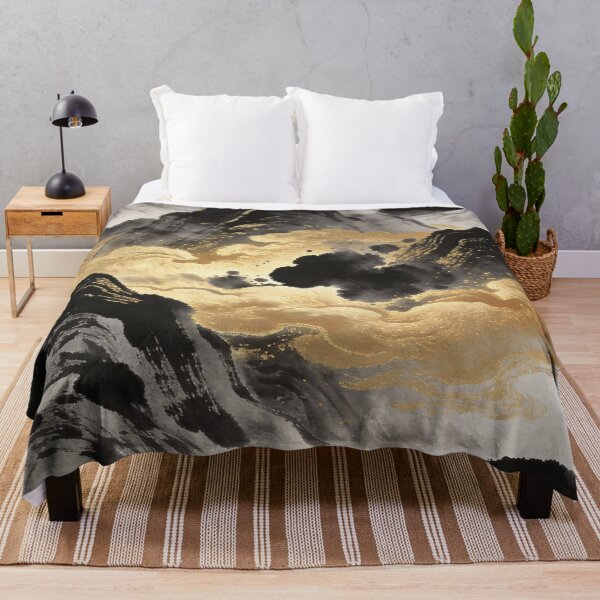 Item preview, Majestic Ink Mountains with Flowing Golden Clouds designed and sold by zzz888.