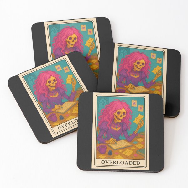Item preview, Overloaded Skeleton Woman at Work Desk Illustration designed and sold by JoysByTanja.