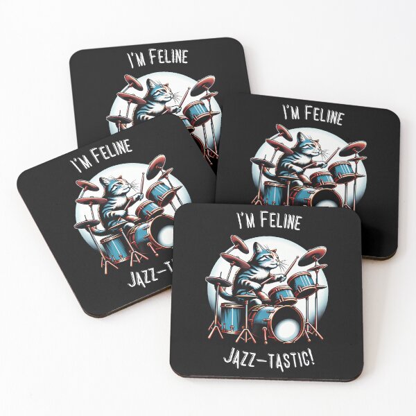 Item preview, I'M Feline Jazz-Tastic Funny Cute Cat Playing Drums designed and sold by VivanLaurel.